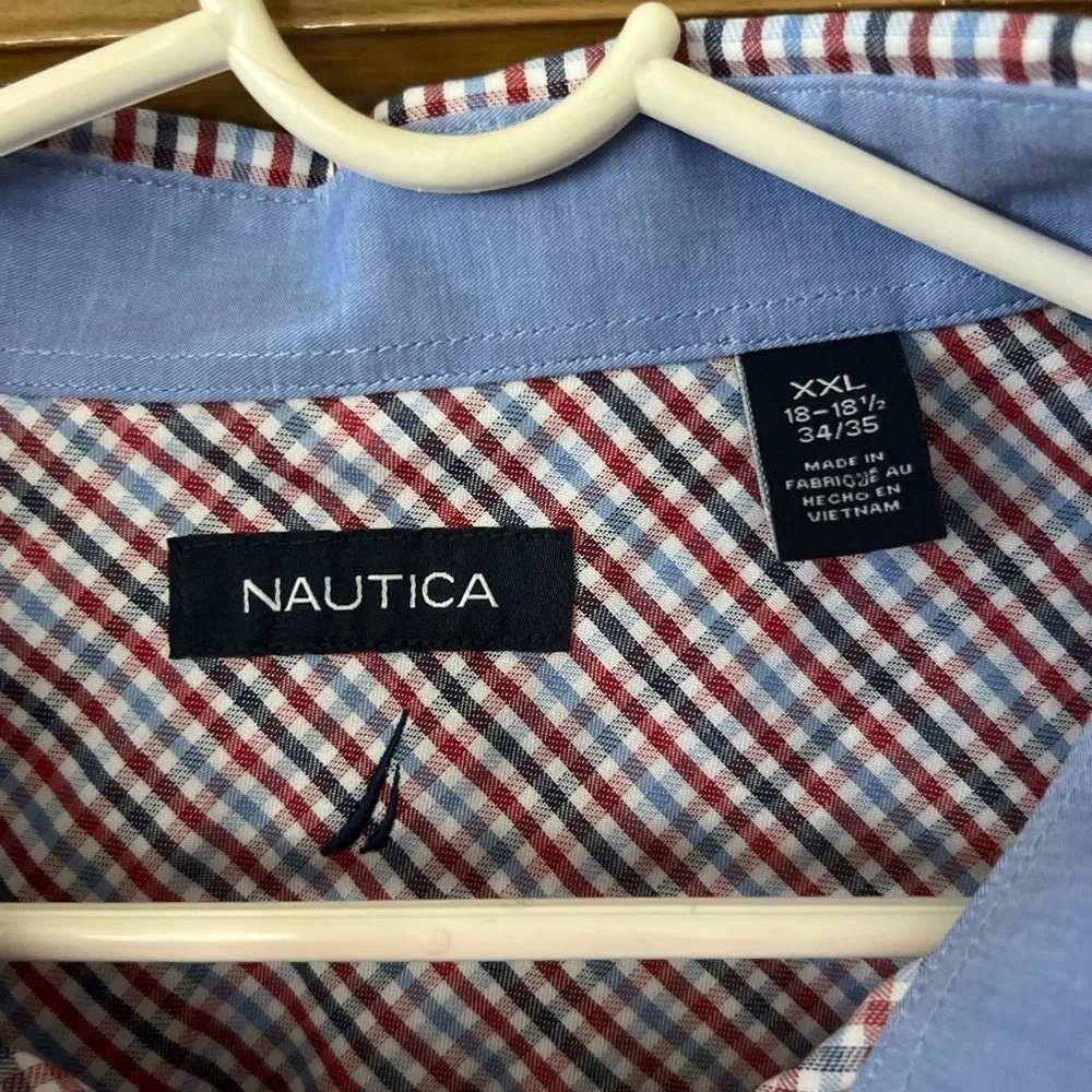 Nautica Men's Red and Blue Plaid Button Down Shirts/NWT/XXL
